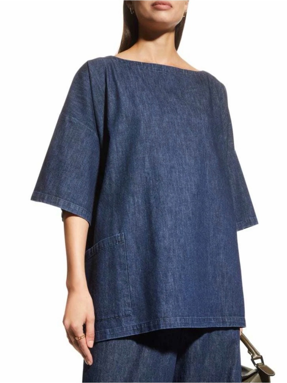 eskandar Relaxed Denim Tunic Top in Washed Blue NWT $1190